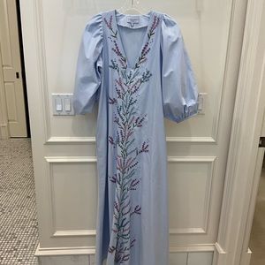 Mi Golodrina hand embroidered Puff sleeve  maxi dress - size XS